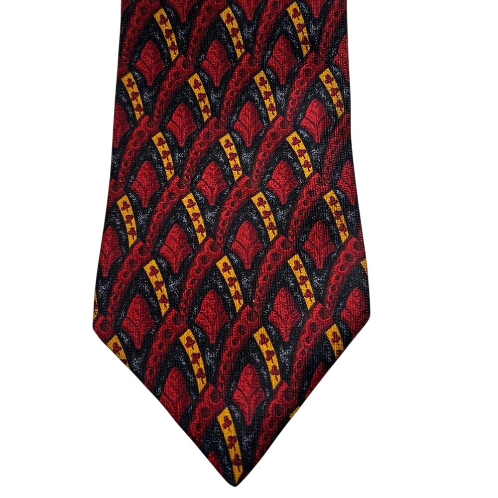 Metropolitan Museum Of Art Fleur-de-lis Silk Necktie Red Orange Fall Autumn 59x4